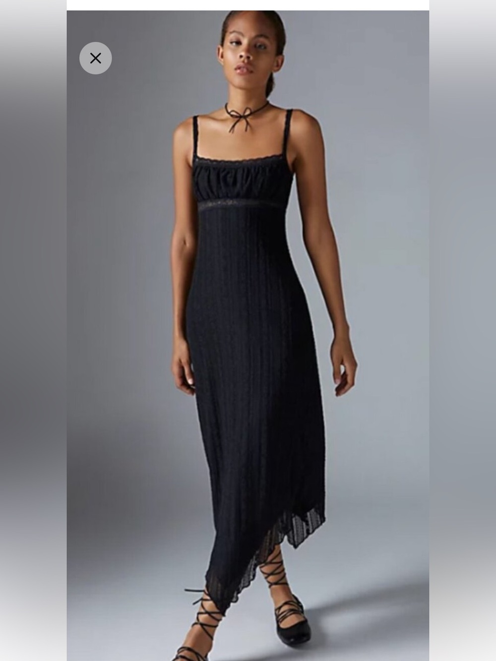 Urban Outfitters UO Nikita Lace Hanky Hem Midi Maxi Dress Black Size L